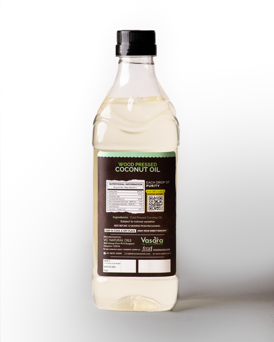 wood pressed nariyal ka tel 1L, cold pressed coconut oil 1L, wood pressed coconut oil , nariyal ka tel, kachi ghani nariyal tel